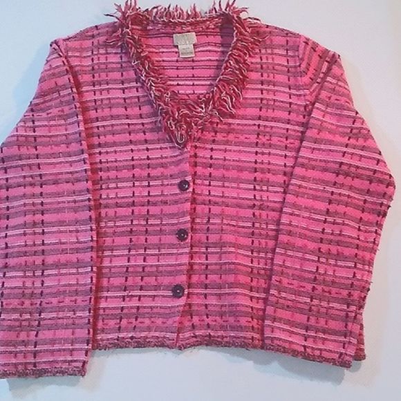 Sigrid Olsen Sweaters - Sigrid Olsen sport L petite wool long sleeve button  sweater pink.